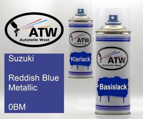 Suzuki, Reddish Blue Metallic, 0BM: 400ml Sprühdose + 400ml Klarlack - Set, von ATW Autoteile West.